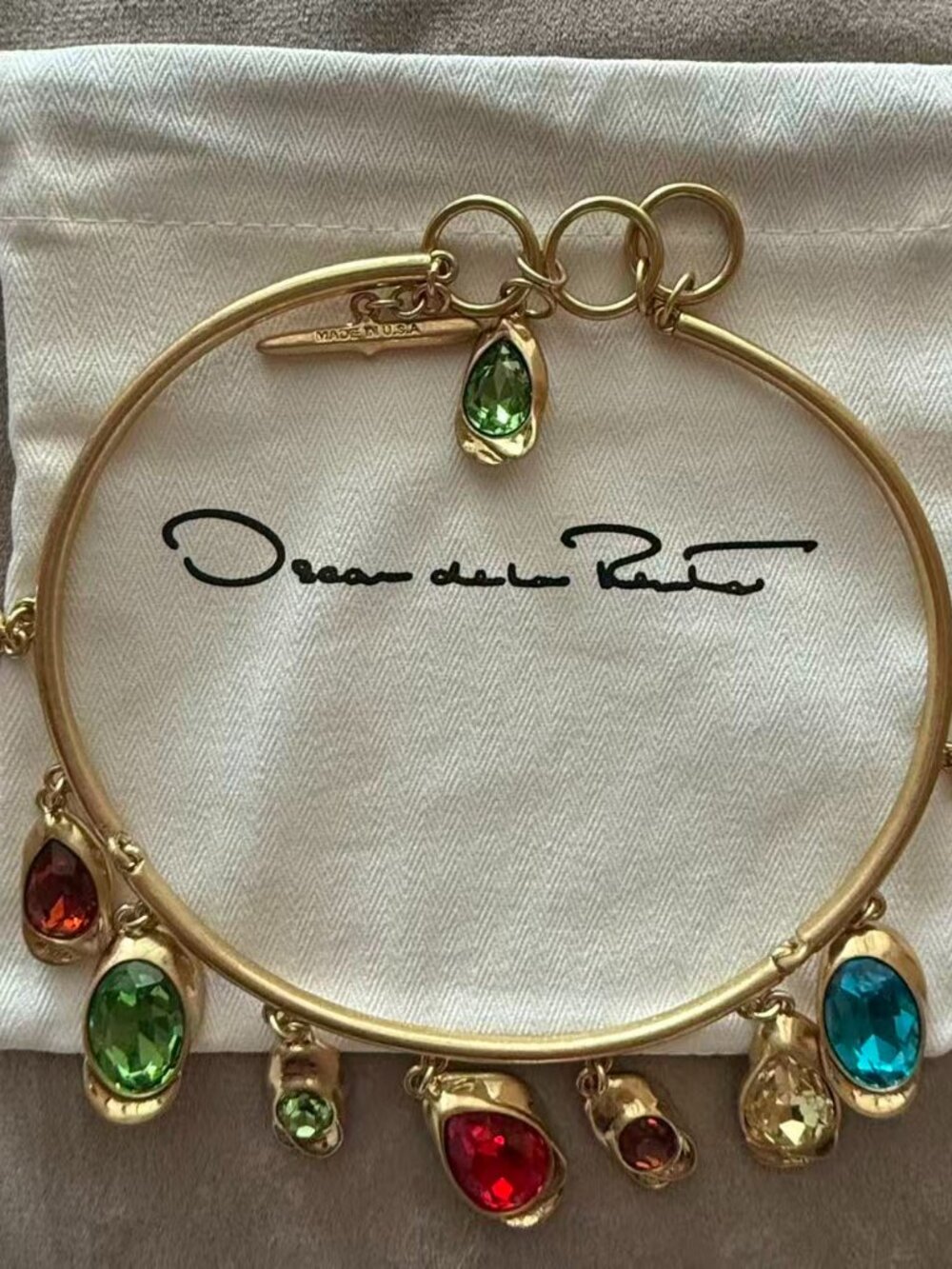 Oscar de la Renta Multi-Color Crystal Gold Tone Choker